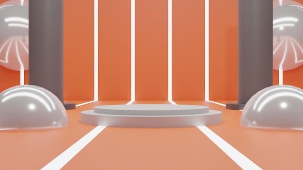 PSD modern 3d render white podium on orange background