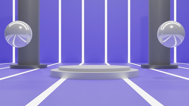 Modern 3D render white podium on purple background