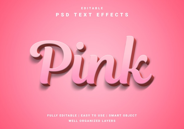 PSD modern 3d valentine pink text effect