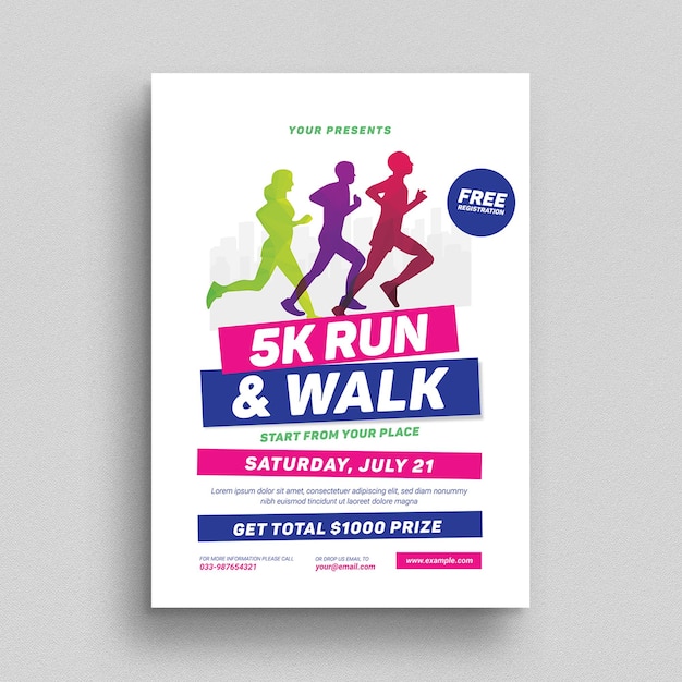 PSD modern 5k run event flyer