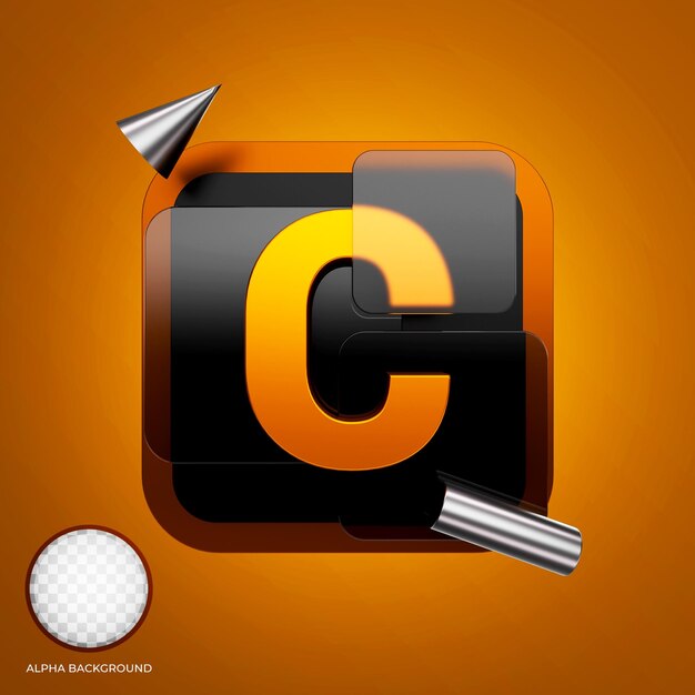 Modern alfabet hoofdletter c 3d