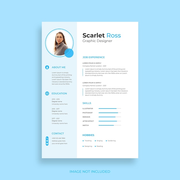 Modern and minimal resume or cv template