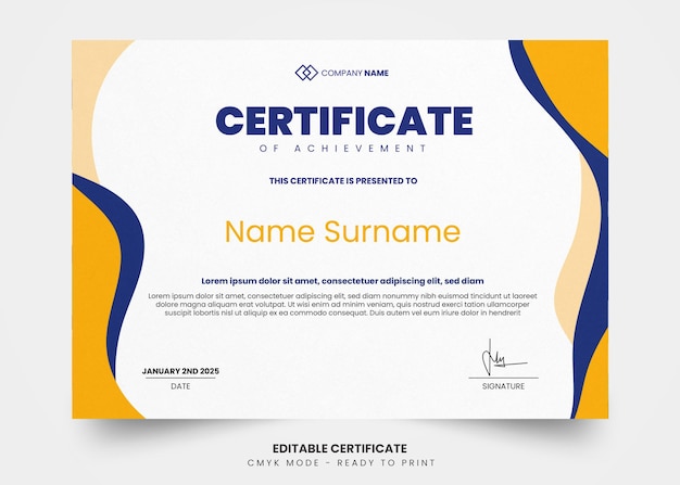 Modern and simple wave certificate design template
