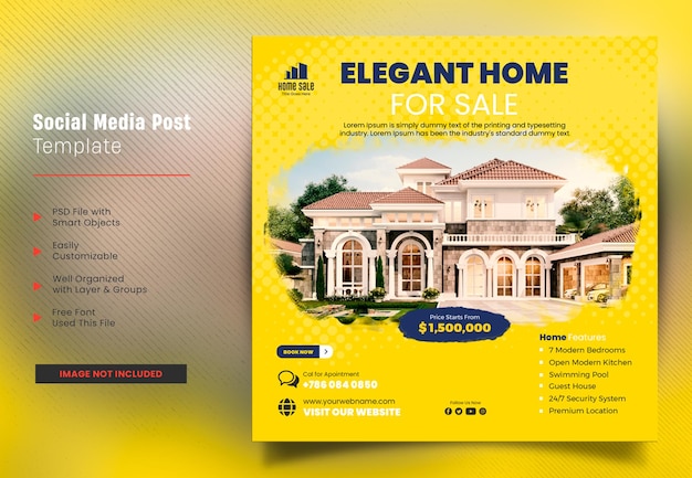 Modern apartment property sale social media house post or square web banner design