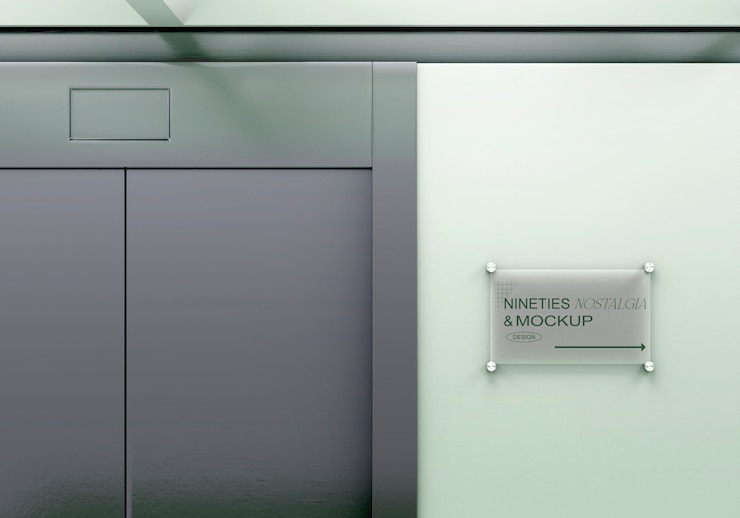 PSD modern architectural signage in office building