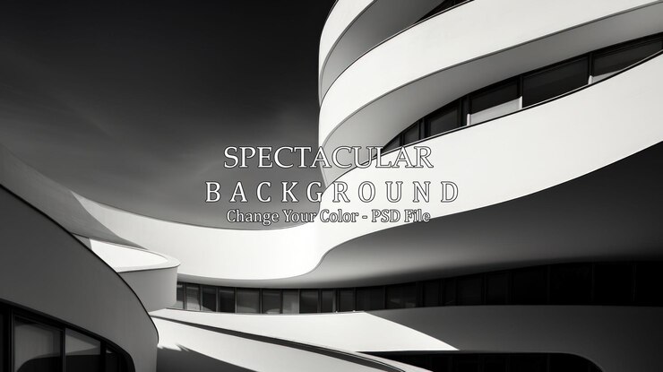 PSD modern architecture abstract architectural background of modern building black and white