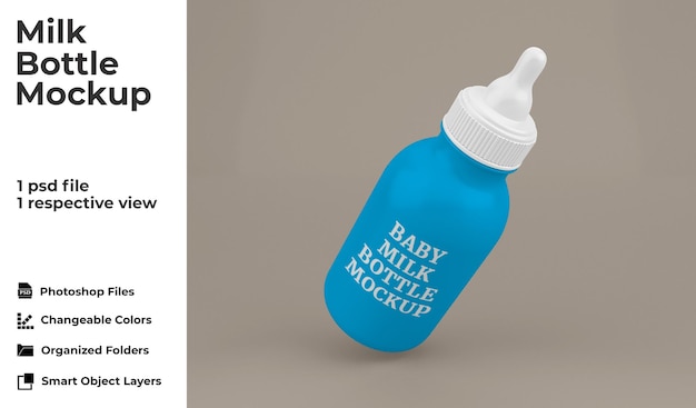 Modern baby milk bottle mockup template