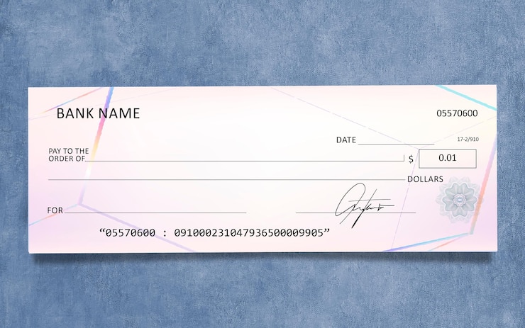 PSD modern bank check voucher template a payment document