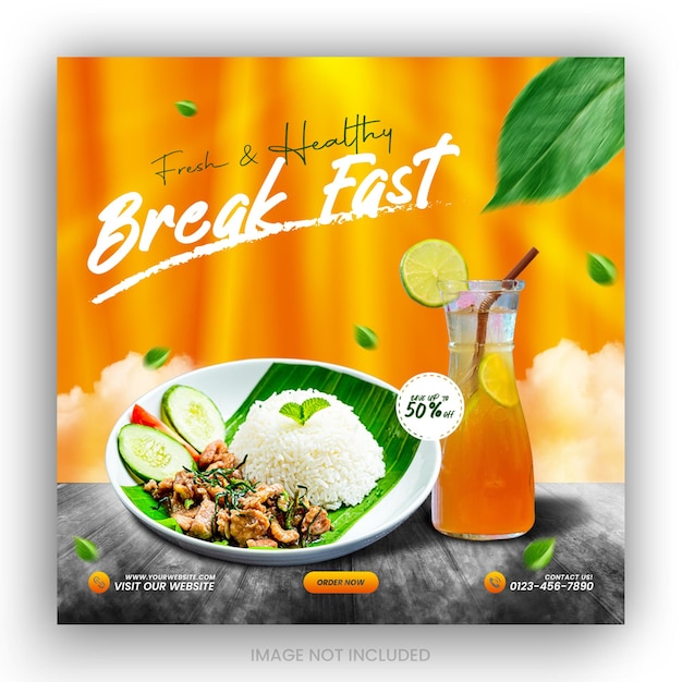 Modern banner template for breakfast restaurant