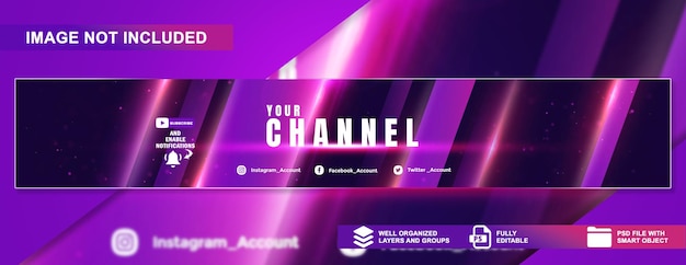 PSD modern banner for a youtube channel