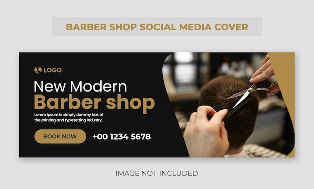 Modern barber shop facebook cover photo template beauty salon web banner template