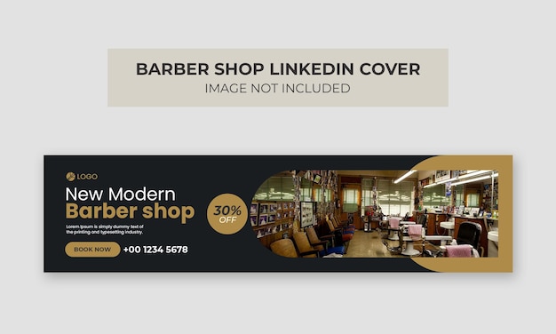 Modern barber shop linkedin cover photo template Beauty salon web banner template