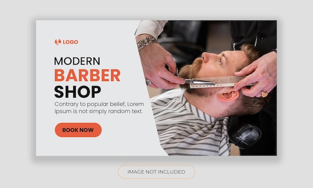 PSD modern barber shop youtube thumbnail template editable salon web banner template