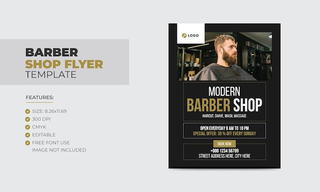 PSD modern barbershop flyer design template editable beauty salon business poster template