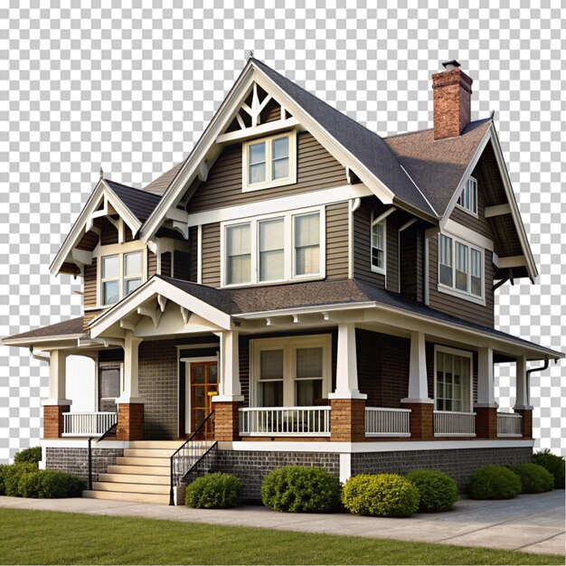 PSD modern beautiful house a classic american cottage for a large family on transparent background