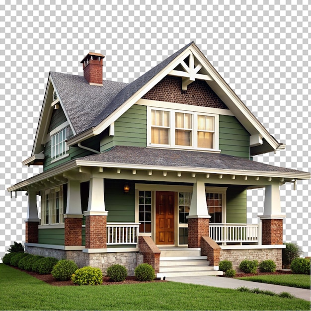 Modern beautiful house a classic american cottage for a large family on transparent background