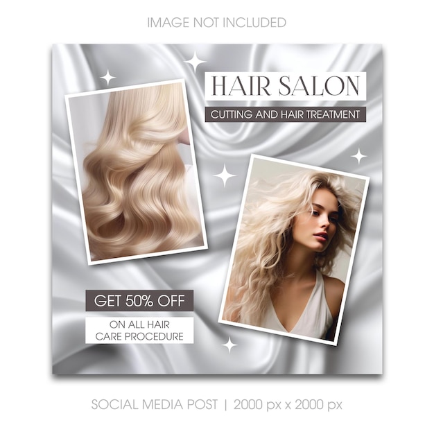 Modern beauty hair salon instagram post template White silk background for social media