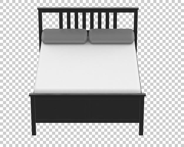 Современная кровать изолирована на прозрачном фоне 3d рендеринг иллюстрации
