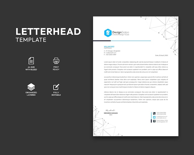 Modern bedrijf briefhoofd sjabloonontwerp
