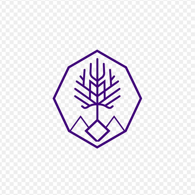 PSD modern birch tree logo with decorative hexagon and triangle psd vector craetive simple design art