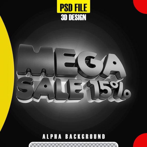 Modello moderno di promozione 15 banner mega vendita nero 3d