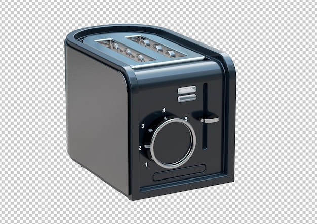 PSD 흰색 배경 3d 렌더링에 고립 된 현대 검은 색과 크롬 빵 토스터