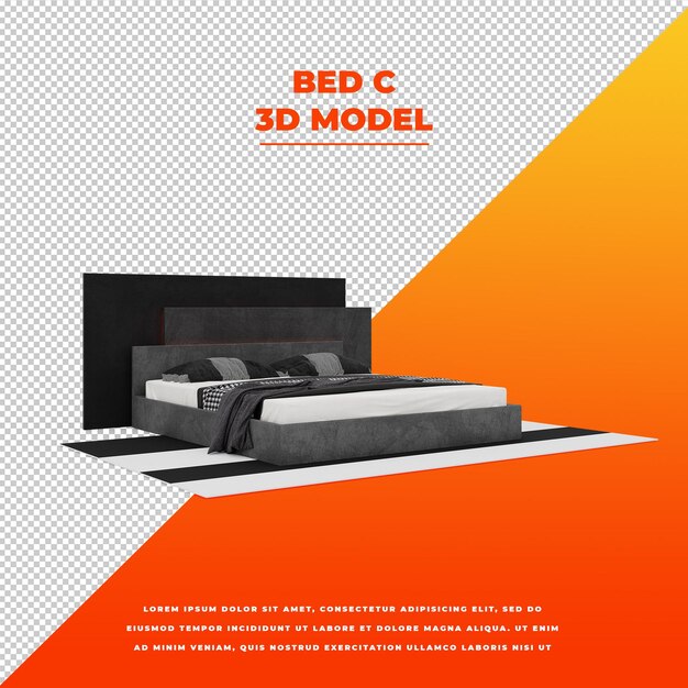 Modern black bed 3d isolated model