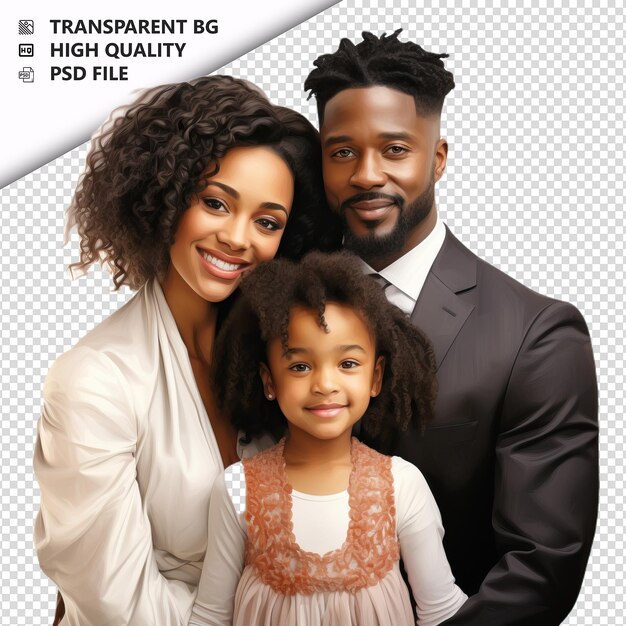 PSD modern black family ultra realistic style sullo sfondo bianco