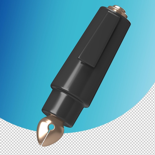 Modern black fountain pen 3d icon