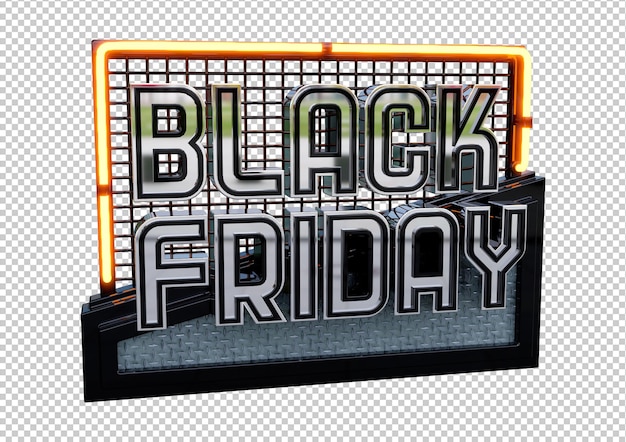 Modern black friday-bannerontwerp met 3d-metalen letters