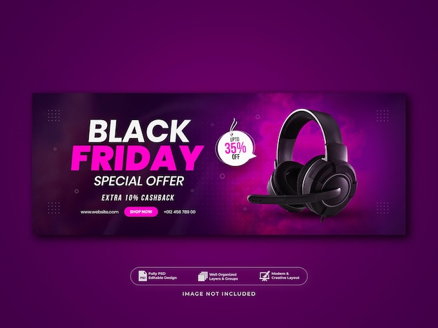 PSD modern black friday super sale facebook cover template