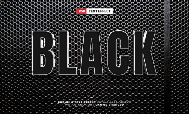 Modern black movies 3d editable text effect style