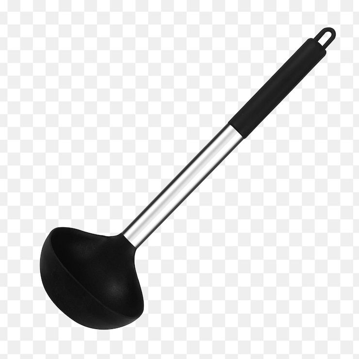 PSD modern black silicon deep ladle isolated on the transparent background