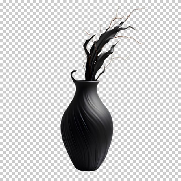 PSD modern black vases isolated transparent background