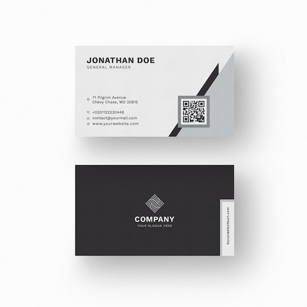 Modern black and white business card mockup