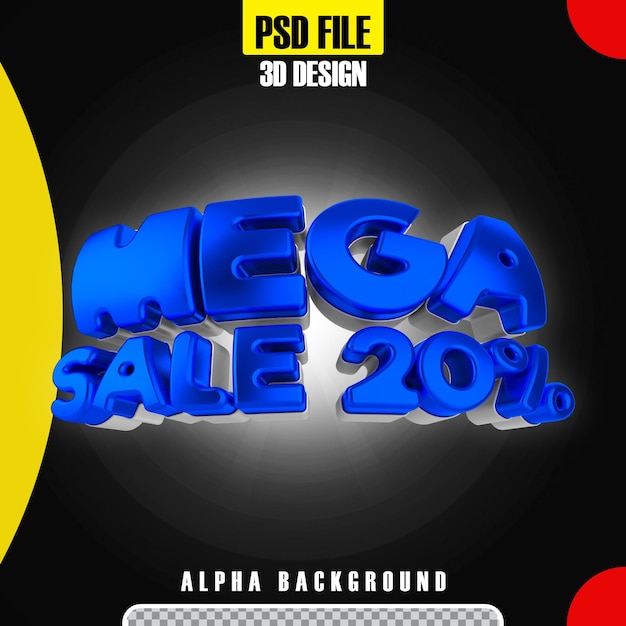 Modello moderno di promozione 20 banner mega vendita blu 3d