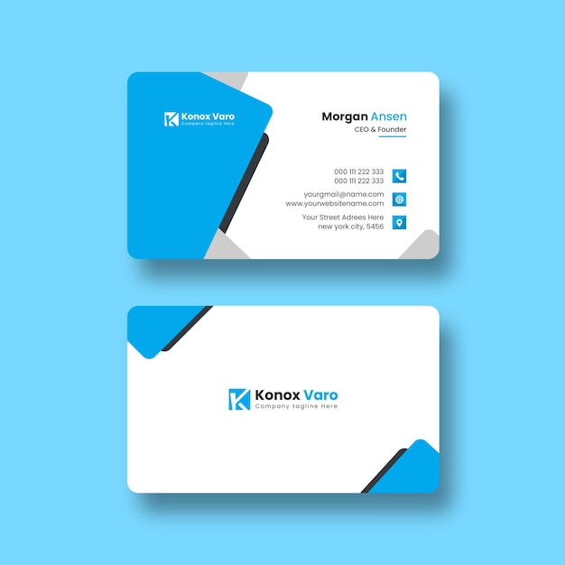 modern blue and white business card template design