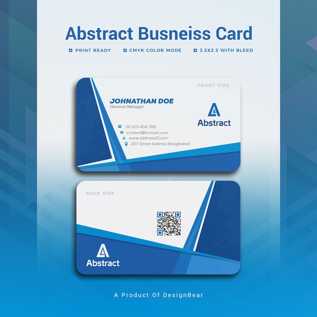 PSD modern blue business card mockup