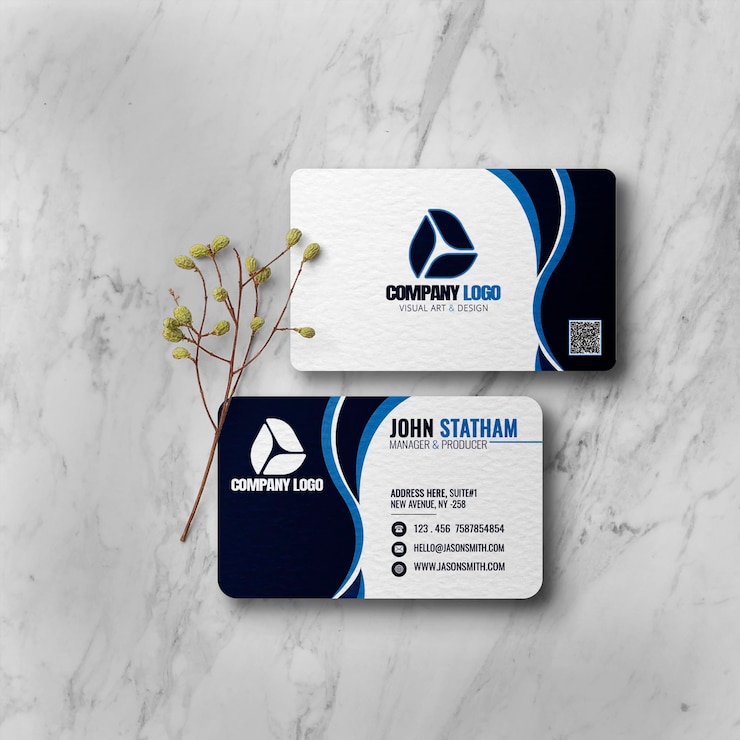 PSD modern blue business card template design