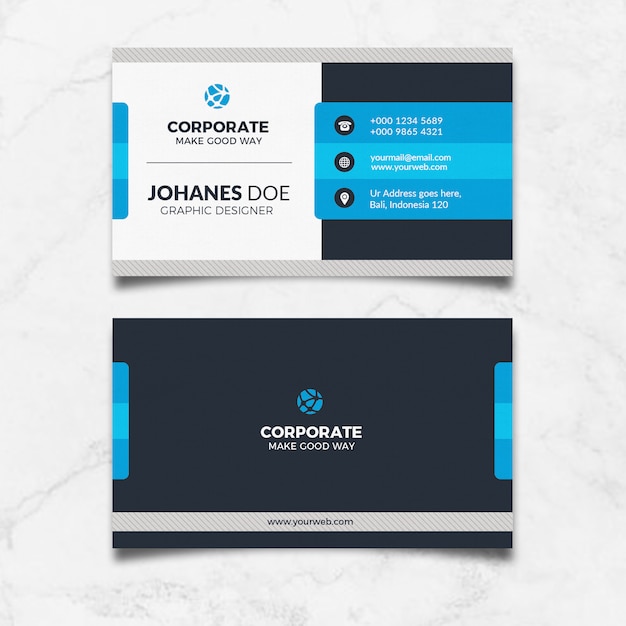 PSD modern blue business card