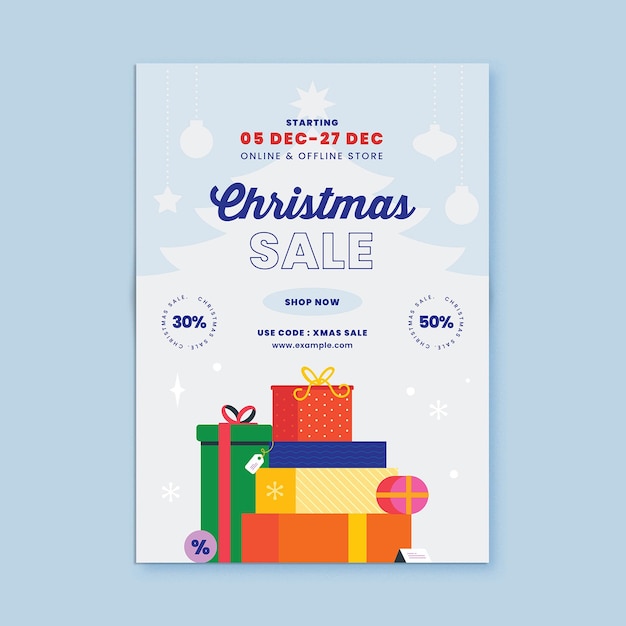 PSD modern blue christmas sale event flyer