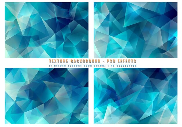 PSD modern blue low poly triangle shapes on transparent background