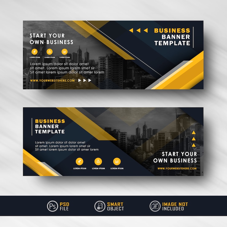 PSD modern blue navy yellow business company banner template