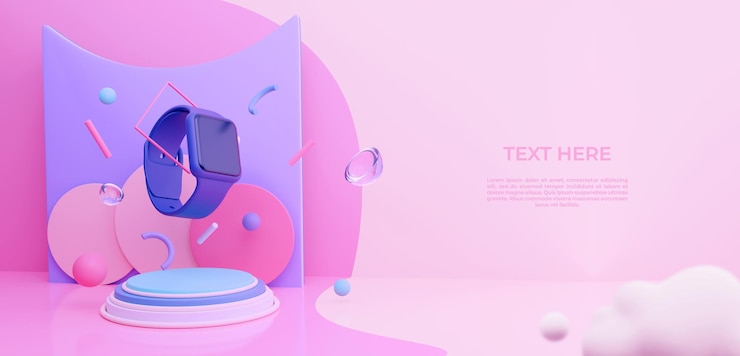 PSD 현대 블루 smartwatch 3d 렌더링 모형 파일