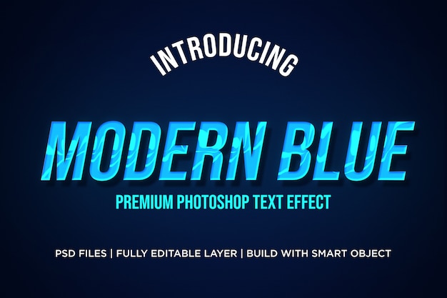 現代の青いテキストスタイル効果Photoshop PSD