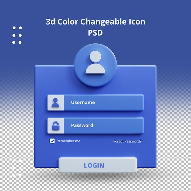 PSD modern blue web login page templates 3d render