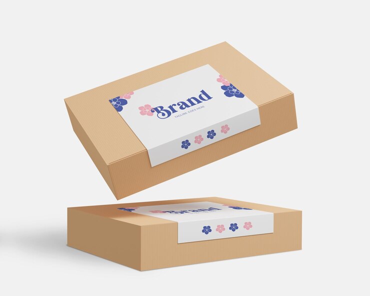 PSD modern box seal label mockup