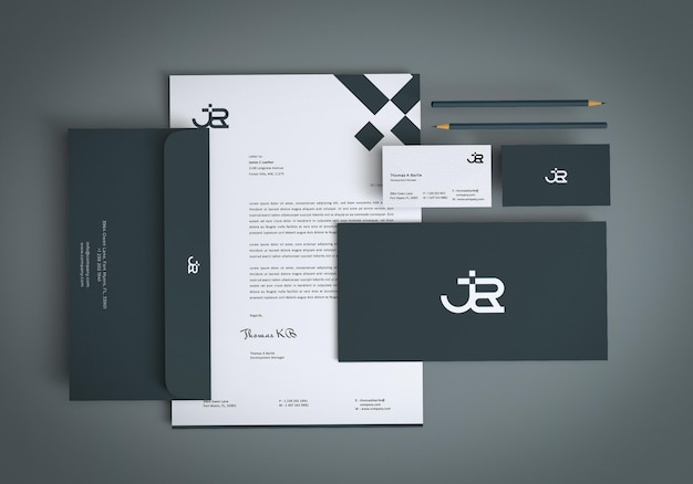 PSD mockup di cancelleria per branding moderno