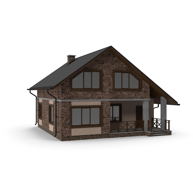 modern brick house with porch and chimney
