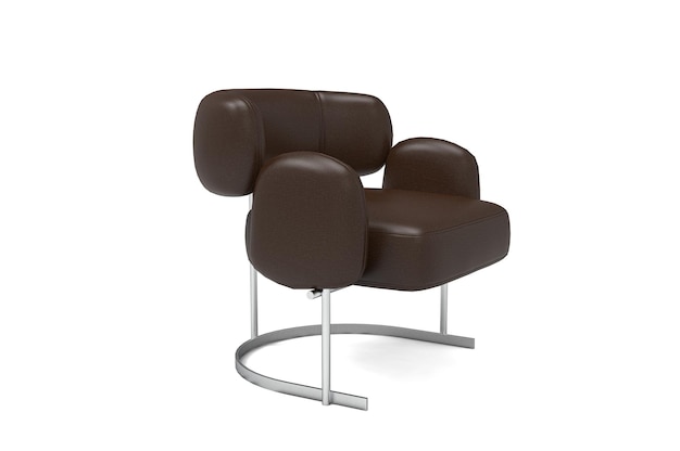 Современный коричневый кожаный кресло изолированный на белом фоне Коллекция мебели